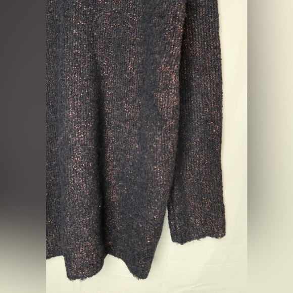 Hinge Alpaca Cardigan Sweater Wool Blend Metallic Bronze Snap Front Women’s Sz L - Picture 10 of 13